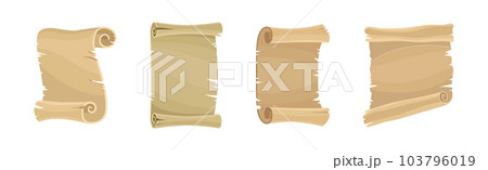 Aged Papyrus Scroll or Curved Manuscript Vector Set Aged Papyrus Scroll or Curved Manuscript Vector Set 103796019