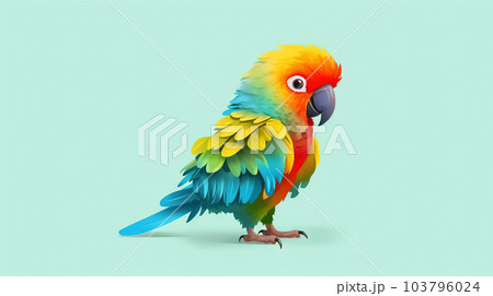 Colorful parrot, cartoon illustration - generative AI, AI generated 103796024