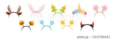 Hair and Head Bands with Fancy Element Vector Set 103796081