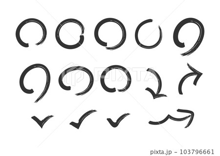 筆　丸　チェック　矢印　書道　セット 103796661