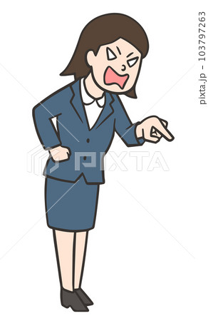 指をさして怒る若い会社員の女性 103797263