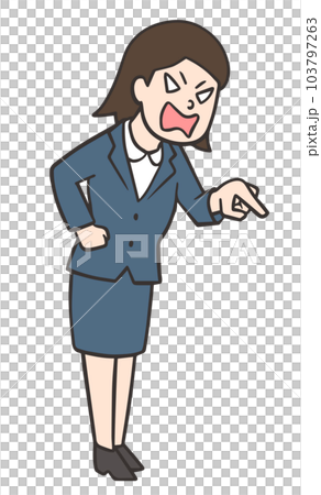 指向她的手指的一個惱怒的年輕辦公室工作者婦女 103797263