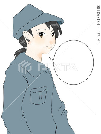 つなぎを着たかわいい女の子のイラスト素材（1） 103798180