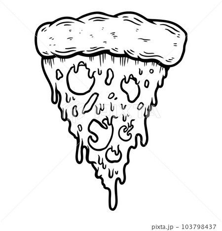 Illustration of slice of pizza. Design element for poster, card, banner, sign. Vector illustration Illustration of slice of pizza. Design element for poster, card, banner, sign. Vector illustration 103798437