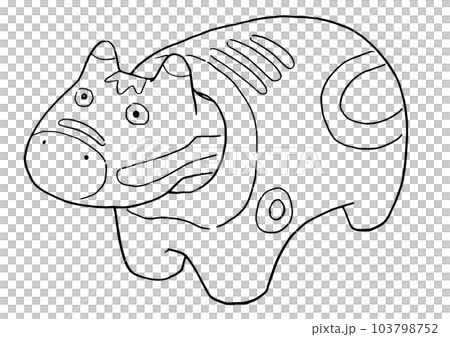 Line drawing Akabeko local souvenir Line drawing Akabeko local souvenir 103798752