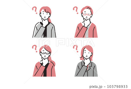 人物 考えるビジネスウーマンアイコンセット 人物 考えるビジネスウーマンアイコンセット 103798933