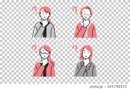 人物 考えるビジネスウーマンアイコンセット 人物 考えるビジネスウーマンアイコンセット 103798933