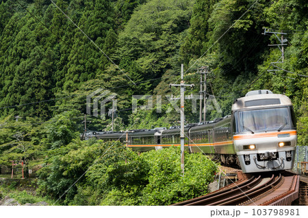 【高山本線】飛水峡を通過する特急ひだ号 103798981