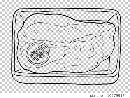 線画イラスト 鶏肉 生肉 線画イラスト 鶏肉 生肉 103799174