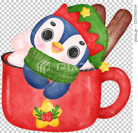 Watercolor Penguin Mug Design Vector Download