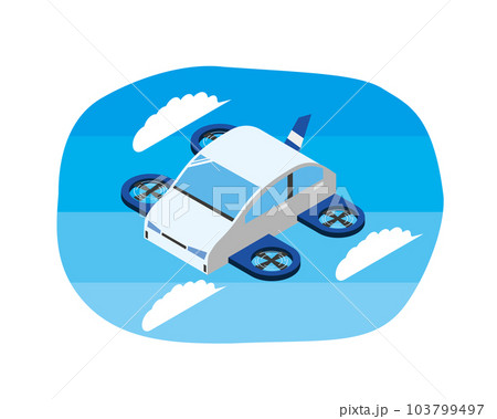 空飛ぶ車のイメージイラスト 103799497
