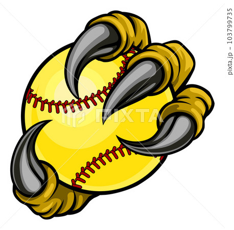Claw Monster Talons Hand Holding Softball Ball 103799735