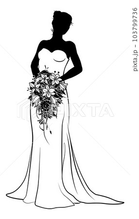 Bride Bridal Wedding Dress Silhouette Woman Design 103799736
