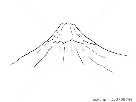 富士山 線画イラストのイラスト素材 [103799742] - PIXTA