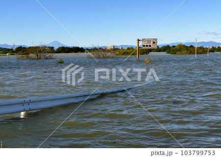 令和元年東日本台風・治水効果を発揮し水没した彩湖道満グリーンパーク 103799753