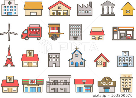 建物・建造物のイラストアイコンセット 103800676