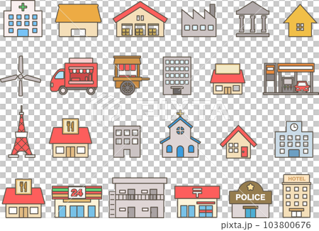 建物・建造物のイラストアイコンセット 103800676