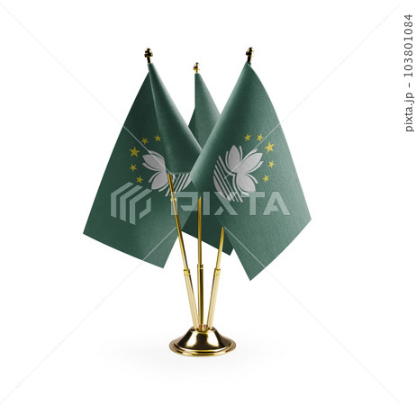 Small national flags of the Macao on a white background 103801084
