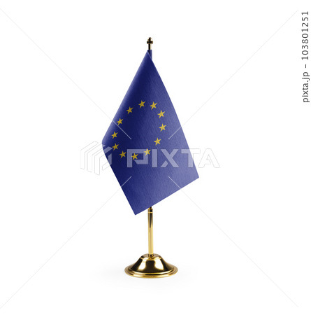 Small national flag of the European Union on a white background 103801251