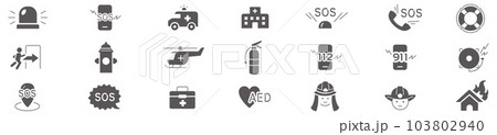 emergency icons set vector collection 103802940