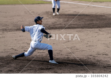 左ピッチャーの投球モーション 103804242