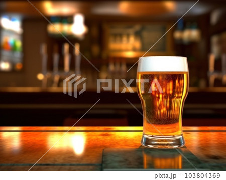Beer in glass Illustration AI Generative 103804369