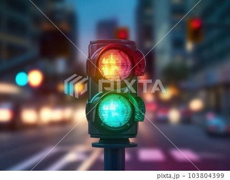 Traffic light background. Illustration AI Generative 103804399