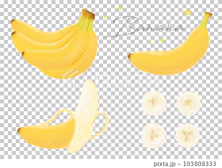 香蕉手繪水彩套裝圓片矢量圖 103808333