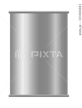 Metallic tin can for food. Front view. Vector realistic mockup of blank cylinder, aluminum container, round steel pack isolated on white background 103808861