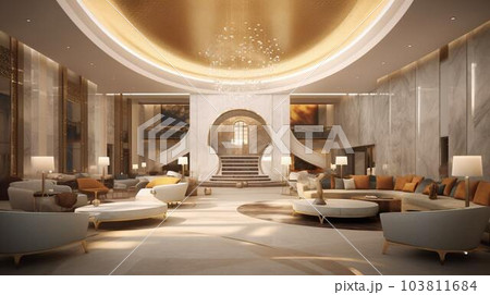 高級感のある一流ホテルのラウンジ 高級感のある一流ホテルのラウンジ 103811684