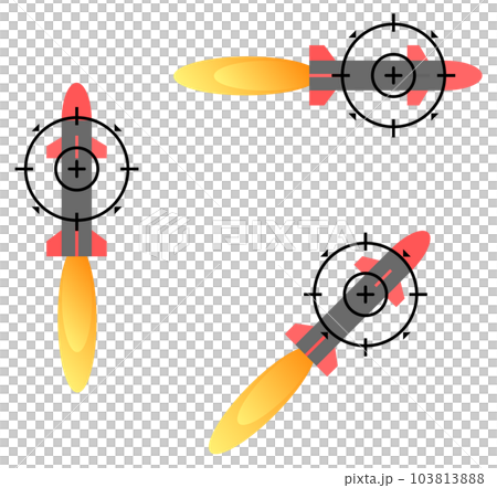 レーダーで核ミサイルに照準を合わせるイラスト 103813888