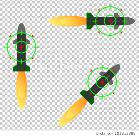レーダーで核ミサイルに照準を合わせるイラスト 103813889