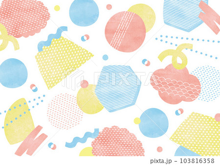手描きのポップな幾何学模様水彩小さめの絵柄 103816358