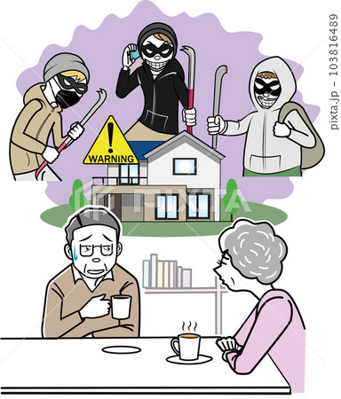 強盗に怯える高齢夫婦 103816489