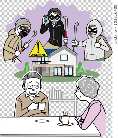 強盗に怯える高齢夫婦 103816489