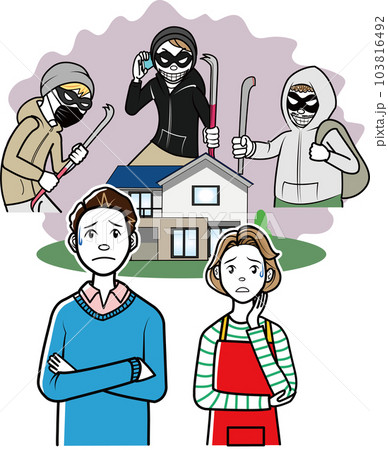 強盗に怯える夫婦 103816492