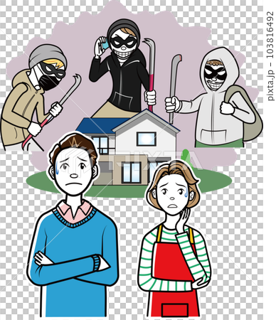 強盗に怯える夫婦 103816492