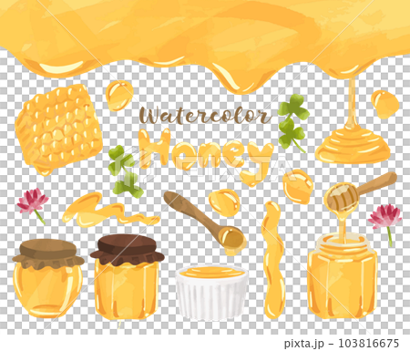 水彩風格蜂蜜插畫總結 水彩風格蜂蜜插畫總結 103816675