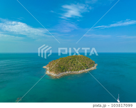 aerial panorama view above turquoise sea around Nui beach small beach surrounded by tourist attractions. Nui beach is the good place for swimming snorkeling and sea canoe. turquoise sea background. aerial panorama view above turquoise sea around Nui beach small beach surrounded by tourist attractions. Nui beach is the good place for swimming snorkeling and sea canoe. turquoise sea background. 103817099