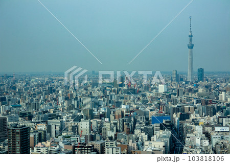 俯瞰 遠景　東京 日本橋・神田周辺のビル群とスカイツリー（2022年5月） 103818106