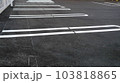 駐車場に描かれた白線や注意喚起の文字 103818865
