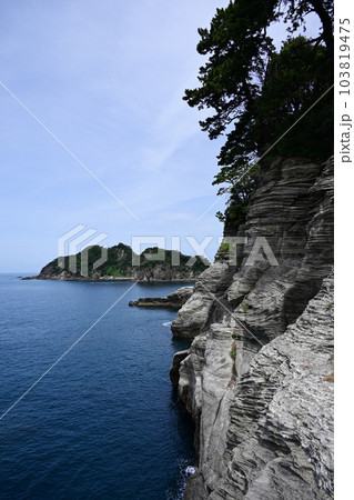 伊豆の三四郎島と岸壁 伊豆の三四郎島と岸壁 103819475