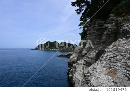 伊豆の三四郎島と岸壁 伊豆の三四郎島と岸壁 103819476
