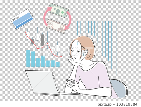 Anxious woman who can not manage money well 103819584