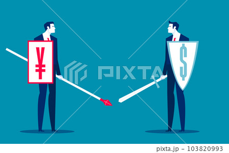 Yuan vs Dollar. Business financial with currency vector illustration Yuan vs Dollar. Business financial with currency vector illustration 103820993