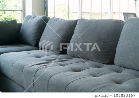 close up empty grey fabric sofa 103823167