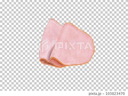 スライスされた二枚重ねのハムのイラスト スライスされた二枚重ねのハムのイラスト 103823470
