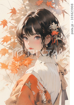 秋の装い紅葉と和風美少女 秋の装い紅葉と和風美少女 103823908