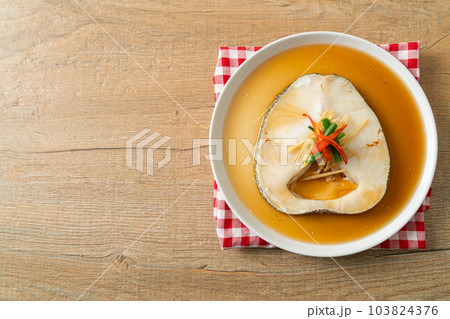 Steamed Cod Fish with Soy Sauce 103824376