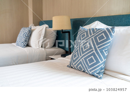 Pillow on bed decoration room interior Pillow on bed decoration room interior 103824957